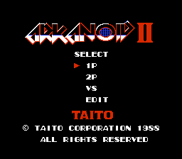 Arkanoid II title screen for Famicom